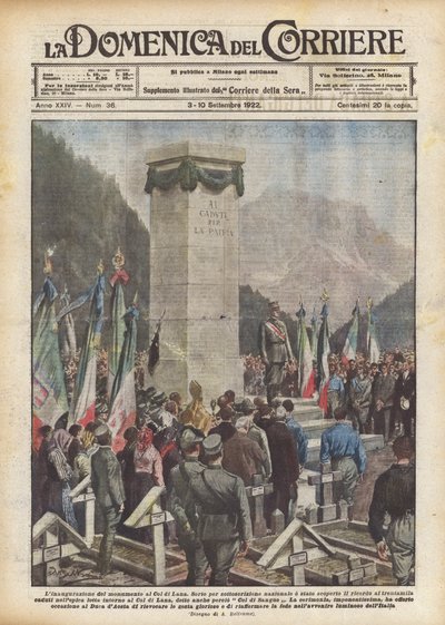 Slavnostní otevření památníku v Col di Lana od Achille Beltrame