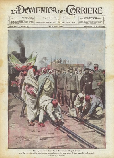Inaugurace železniční trati Tripolis-Zuara s charakteristickým muslimským obřadem? od Achille Beltrame