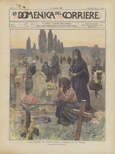 Na Den Mrtvých, Květiny A Věnce Na Hrobech od Achille Beltrame