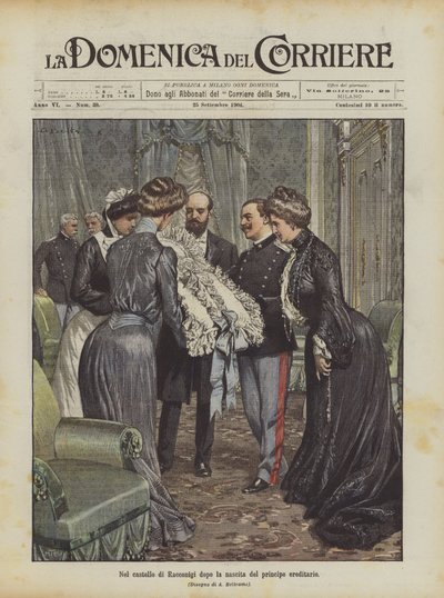 Na zámku Racconigi po narození korunního prince od Achille Beltrame
