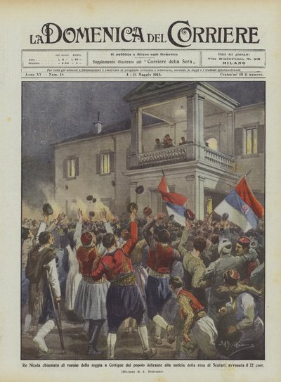 Král Nicholas zavolal na balkon paláce v Cettigne delirantní lidé při zprávě o kapitulaci? od Achille Beltrame