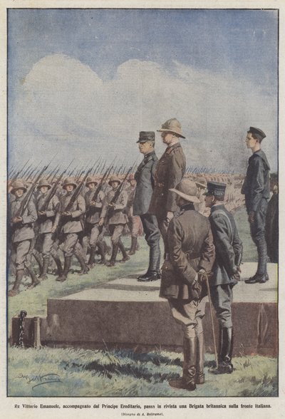 Reviduje král Vittorio Emanuele v doprovodu korunního prince brigádu? od Achille Beltrame