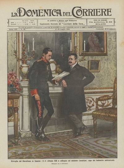 Probuzení liberalismu ve Španělsku, král Alfonso XIII. v rozhovoru s ministrem Canalejasem? od Achille Beltrame
