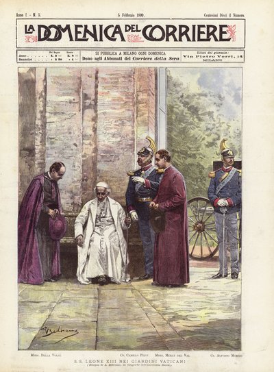 SS Leo XIII ve Vatikánských zahradách od Achille Beltrame