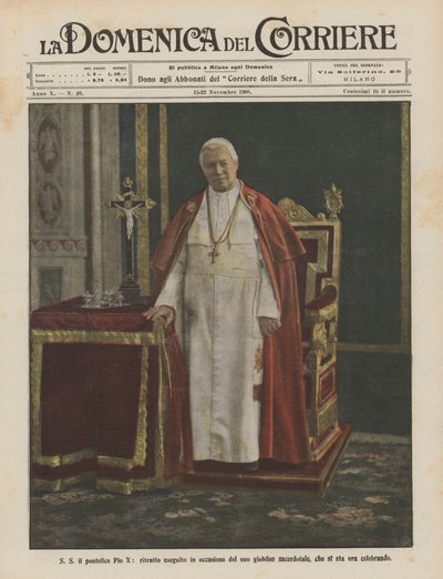 S Papež Pius X., portrét popravený u příležitosti jeho kněžského jubilea, které se nyní slaví od Achille Beltrame