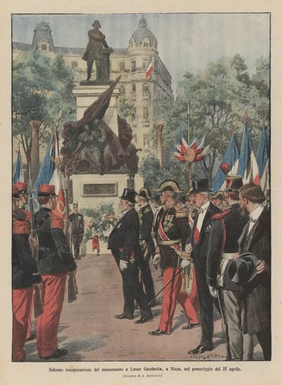 Slavnostní inaugurace pomníku Leone Gambetta v Nice odpoledne 25. dubna od Achille Beltrame