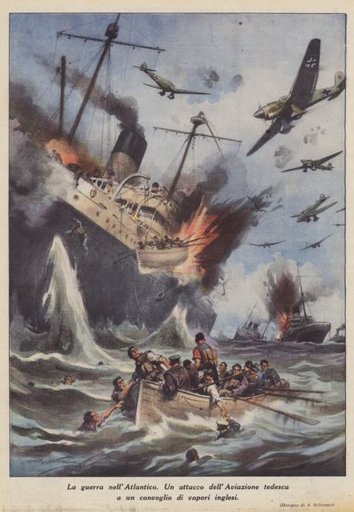 Válka v Atlantiku (barva litho) od Achille Beltrame