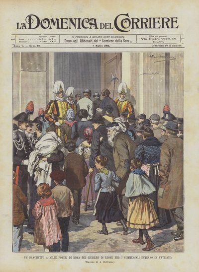 Banket pro tisíc chudých lidí z Říma k jubileu Lva XIII., hosté vstupují do Vatikánu od Achille Beltrame