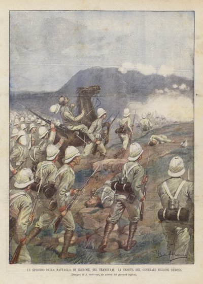 Epizoda z bitvy o Glencoe, v Transvaalu Pád anglického generála Symonse od Achille Beltrame
