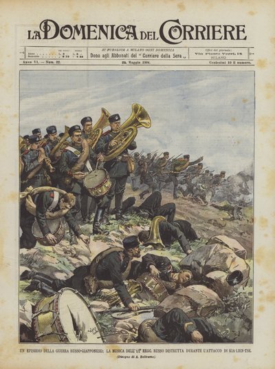 Epizoda z rusko-japonské války, ruská hudba 11. regule zničena během? od Achille Beltrame