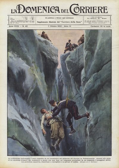 Odvážnou záchrannou akci provedli tři karabiníci na ledovci Matterhorn ve Valtournanche. od Achille Beltrame
