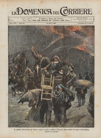 Epizoda erupce Vesuvu, charitativní sestry a nemocní z Torre del Greco zachráněni? od Achille Beltrame