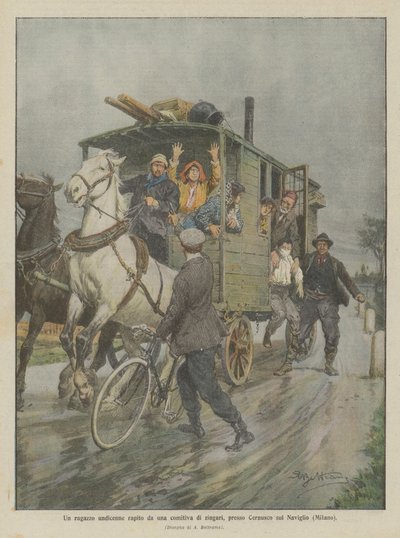 Jedenáctiletý chlapec unesený skupinou cikánů poblíž Cernusco sul Naviglio (Milán) od Achille Beltrame