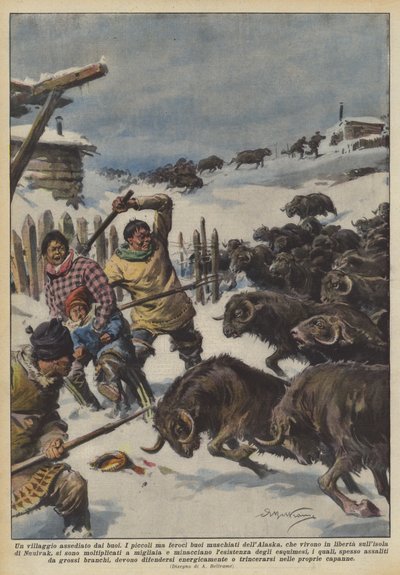 Vesnice obležená voly od Achille Beltrame