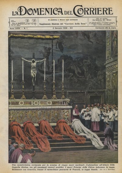 Charakteristický obřad jmenování pěti nových kardinálů, zasvěcení oltáře? od Achille Beltrame