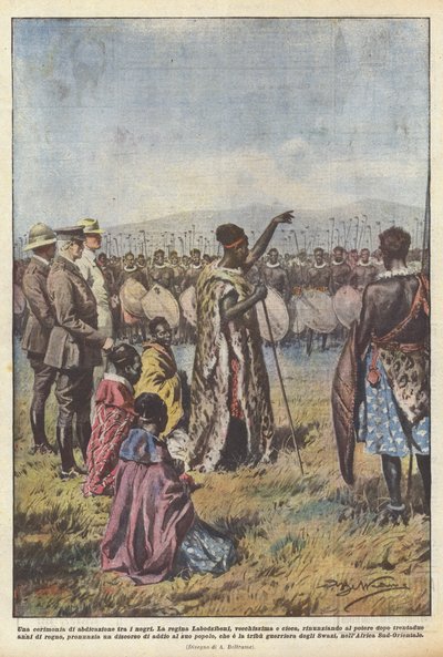 Abdikační obřad mezi černochy od Achille Beltrame