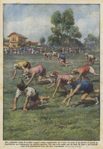 Mezi členy klubu byl uspořádán originální závod lidských chrtů. od Achille Beltrame