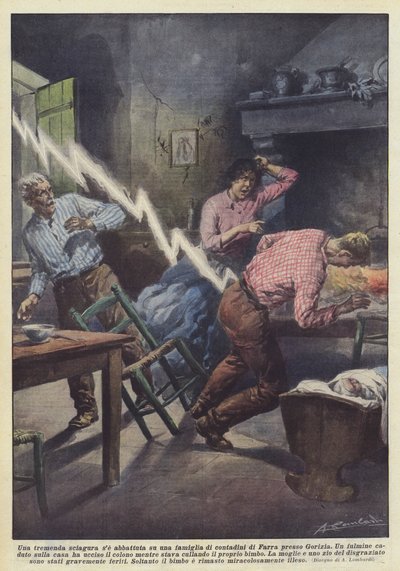 Strašlivé neštěstí postihlo zemědělskou rodinu ve Farře nedaleko Gorizie od Achille Beltrame