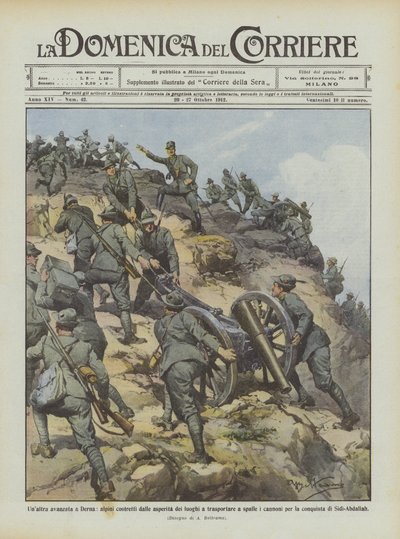 Další postup v Derně, kterého Alpini donutila drsnost míst nést na svých bedrech? od Achille Beltrame