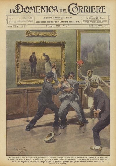 Pomatený muž, který se potuluje po galeriích pařížského Louvru, náhle ? od Achille Beltrame