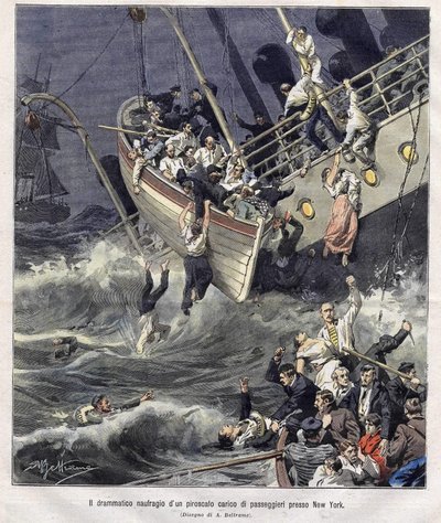 Vrak lodi Larchmont u New Yorku v únoru 1907 od Achille Beltrame