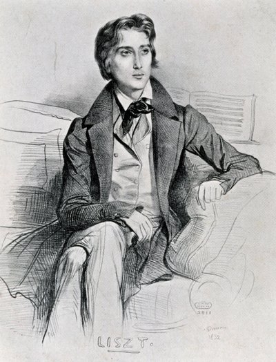 Portrét maďarského skladatele a klavíristy Franze Liszta (Doborjan od Achille Devéria
