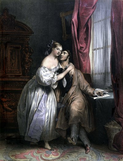 Enlaces milovníky - Achille Deveria, litografie od Achille Devéria