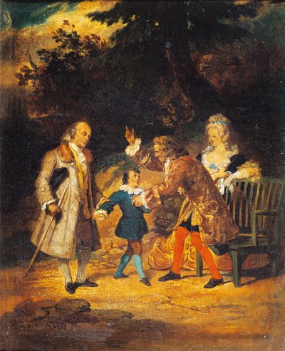 Voltaire (1694-1778) vítá Franklina (1706-1790) a jeho synovce od Achille Devéria