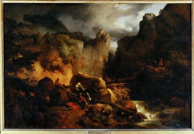 Výplata. Mort de Roland v roce 778 - Krajina. Rolandova smrt v roce 778 ... od Achille Etna Michallon