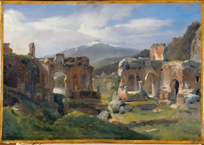 Ruines du theatre de Taormina - Ruiny divadla v Taormině ... od Achille Etna Michallon