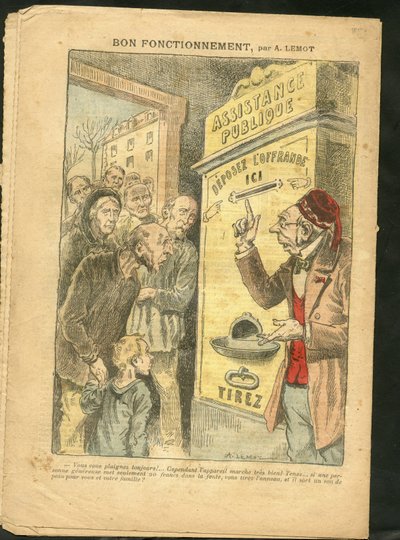 Ilustrace Achille Lemota (1846-1909) pro obálku Le Pelerin, 07/02/09 - Dobré fungování - Rodina, Misere, Veřejná pomoc od Achille Lemot