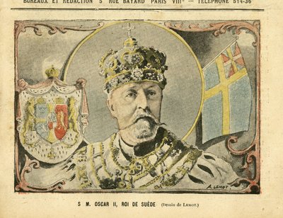 Ilustrace Achille Lemot (1846-1909) v Le Pelerin, 02/07/05 - Jeho Veličenstvo Oscar II., král Švédska - monarchie, Švédsko - Oscar II od Achille Lemot