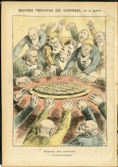 Ilustrace Achille Lemot (1846-1909) v Le Pelerin, 03.06.06 - Další pronájem komor - Antiparlamentarismus, Poslanecká sněmovna Hemicycle, Galette des rois - Deputát od Achille Lemot