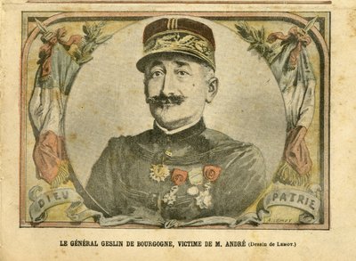Ilustrace Achille Lemot (1846-1909) v Le Pelerin, 27/03/04 - Generál Geslin z Burgundska. Andrew - Armáda, Case of the Cards - Andrew Louis, generálové, Julius Henry Geslin z Burgundska (1812-1897) od Achille Lemot