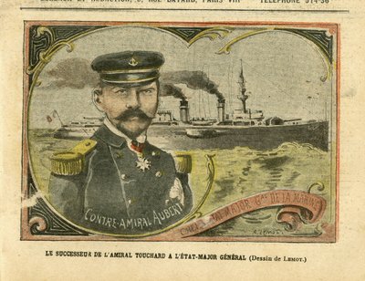 Ilustrace Achille Lemot (1846-1909) v Le Pelerin, 27/08/05 - Nástupce admirála Toucharda do generálního štábu - Armee, Marine Marine Balneaire, Staff, Warships - Admiral Admirals, Aubert Marie Jacques Charles (1848-1915 ), Touchard Philippe (18 od Achille Lemot