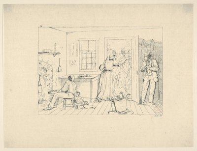 Otroci ukrývající svého pána před pátrací skupinou z Konfederačních válečných leptů, 1861-63. od Adalbert John Volck
