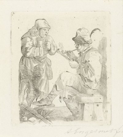 kouřící muž od Adalbertus Engelsmet (signed by artist)