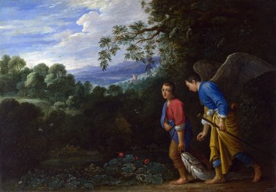 Tobiáš a archanděl Rafael, kolem roku 1650 od Adam Elsheimer