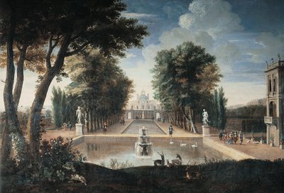 Pohled na palác (olej na plátně) od Adam Frans van der (style of) Meulen