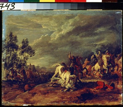 Bitva. Bitva. Obraz Adam Frans van der Meulen (1632-1690). Olej na dřevě. Vlámské umění, barokní styl. Puškinovo muzeum výtvarných umění, Moskva. od Adam Frans van der Meulen