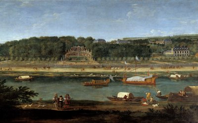 Pohled na hrad Saint Cloud s královskou galerií na Seině Obraz od Adama Van der Meulena (1632-1660) od Adam Frans van der Meulen