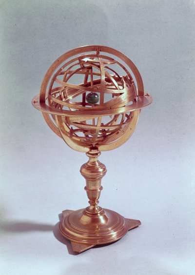 Armilární koule vyrobená na Ptolemaiově systému, Řím, 1648 (mosaz) (viz také 75480) od Adam Heroldt