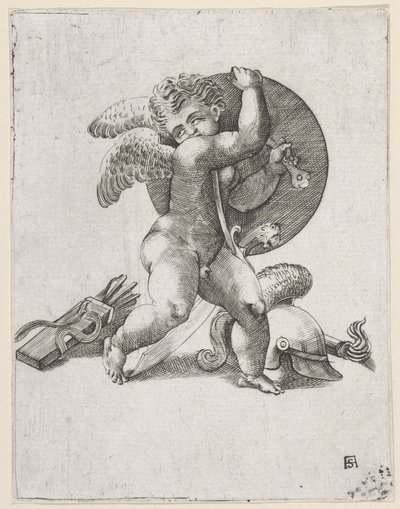 Cupid with Weapons of Mars, c1547-62. od Adamo Scultori