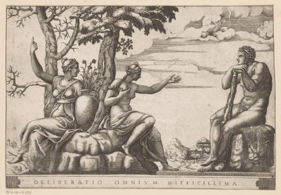 Hercules op de tweesprong Nejtěžší rozhodnutí ze všech (název na objektu) od Adamo Scultori