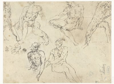 Studie sedících nahých mužů, Ignudi od Adamo Scultori