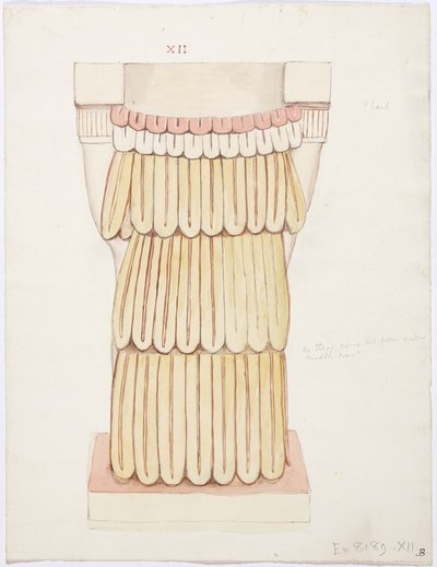 Caryatid z vnější komory, chrám A, míčové hřiště, Chichen Itza, Mexiko (akvarel) od Adela Breton