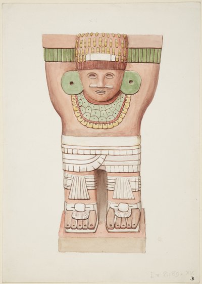 Caryatid z vnější komory, chrám A, chrám míčového hřiště, Chichen Itza, Mexiko od Adela Breton