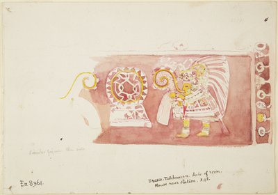 Freska z Casa de Barrios, Teopancaxco, Teotihuacan, Mexiko (akvarel) od Adela Breton