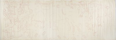 Malba ze severní stěny, Horní chrám jaguárů, Chichén Itzá, sekce Mexico Center (červený inkoust a grafit) od Adela Breton