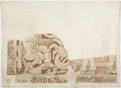 Část oltáře v Horním chrámu jaguárů, chrám E, Chichén Itzá, Mexiko od Adela Breton